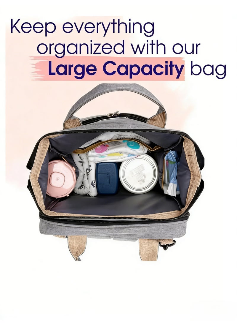 Hicomony Diaper Bag Backpack, Multifunctional Portable Baby Mom Bag with USB, Waterproof, Foldable Crib with Stroller Straps, Sunshade, Changing Pad, Travel Friendly - Image 5